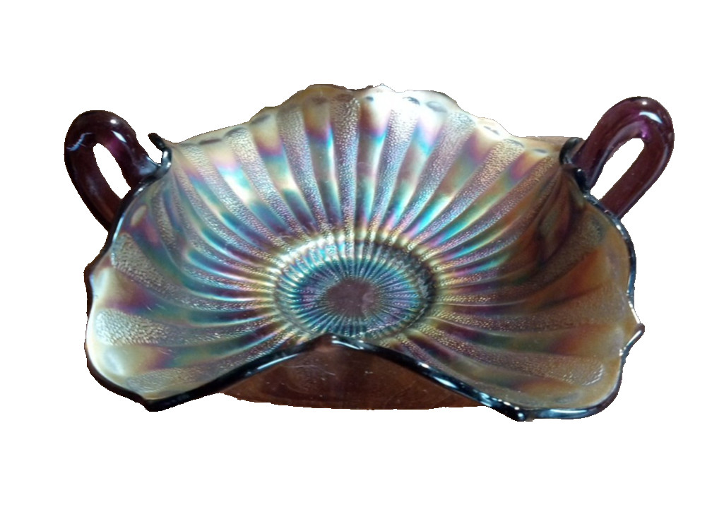 Fenton Vintage Amethyst Carnival Glass Strippled Rays Candy/Trinket Dish Fenton Vintage Amethyst Carnival Glass Strippled Rays Candy/Trinket Dish