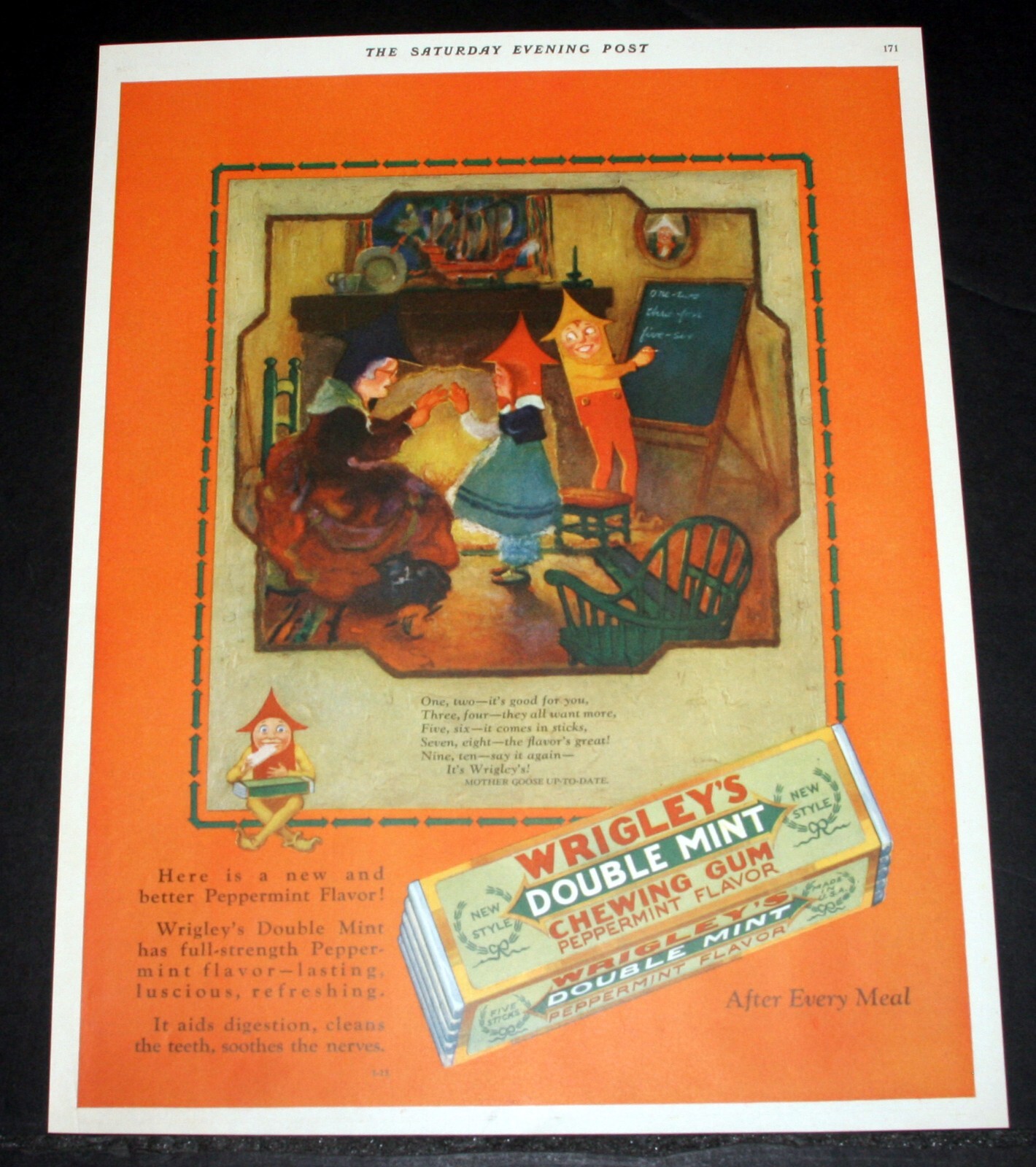 1928 OLD MAGAZINE PRINT AD, WRIGLEYS DOUBLE MINT CHEWING GUM, PEPPERMINT FLAVOR