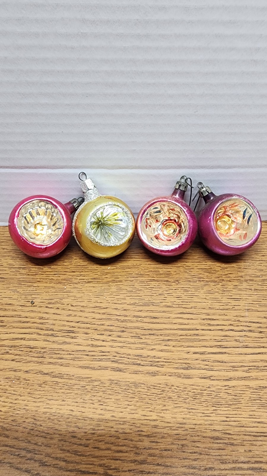 VTG 4 Mercury Glass ? Tree Christmas Ornaments 