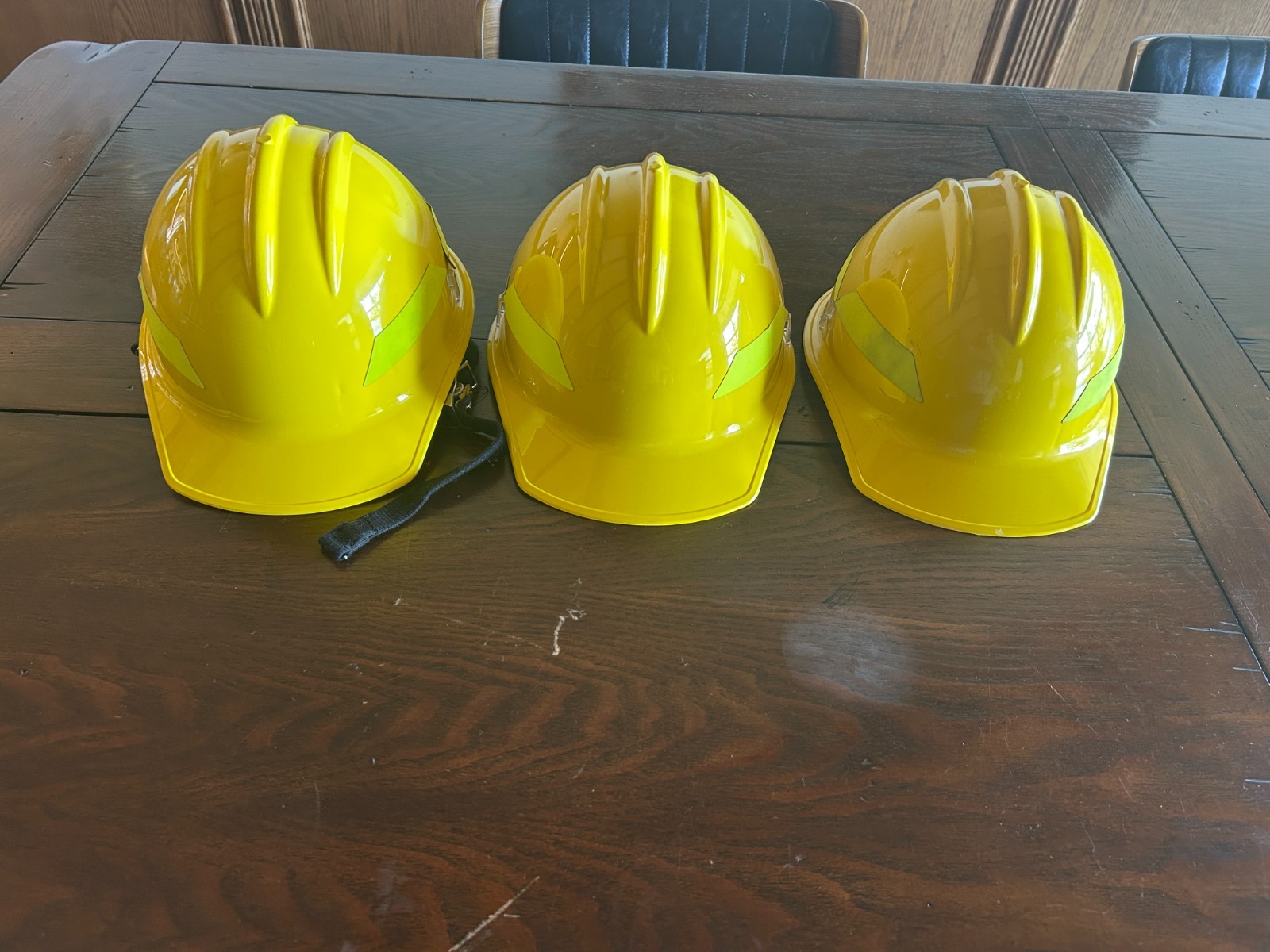 Vintage Lot of 3 Bullard Wild Fire Fighting Helmet Yellow hard boiled