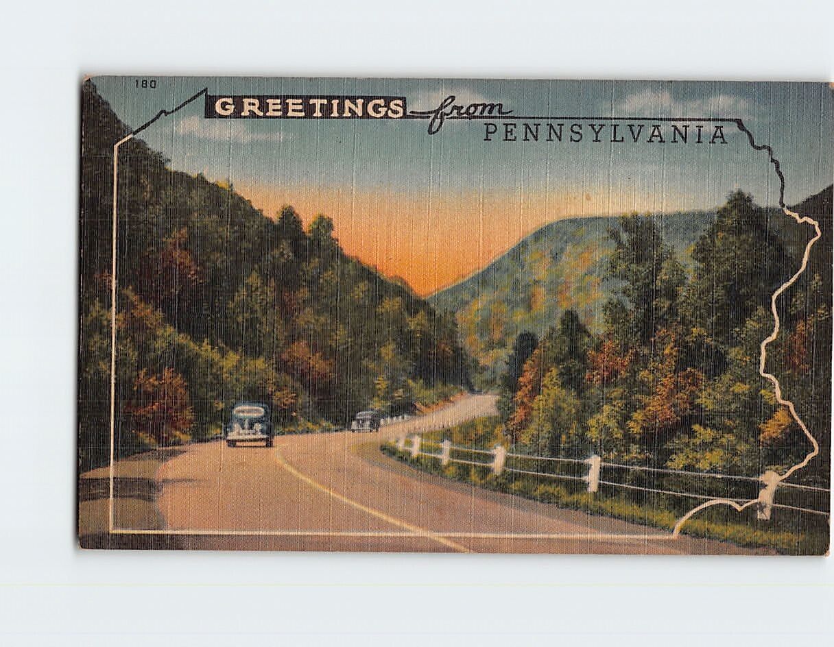 Postcard Road/Highway Scene Landscape Greetings from Pennsylvania USA