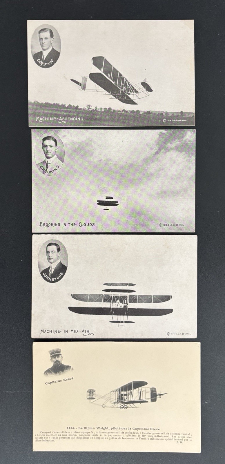 1910 AVIATORS FRANK COFFYN - WALTER BROOKINS - RALPH JOHNSTONE & LOUIS ETEVE