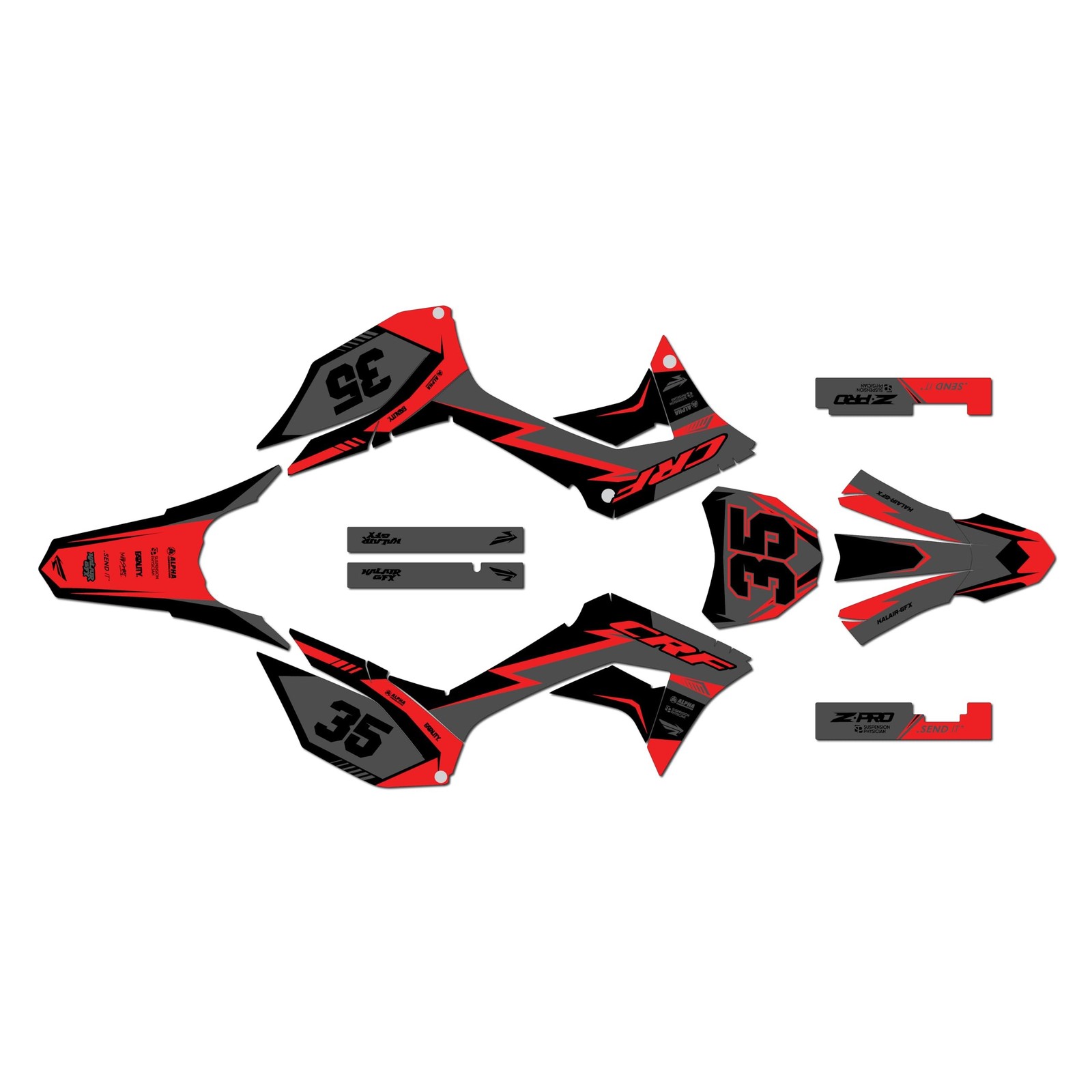 Graphics Kit for Honda CRF250F (2019-2024) DREAM Series Red-shift 21 Mil - Di...