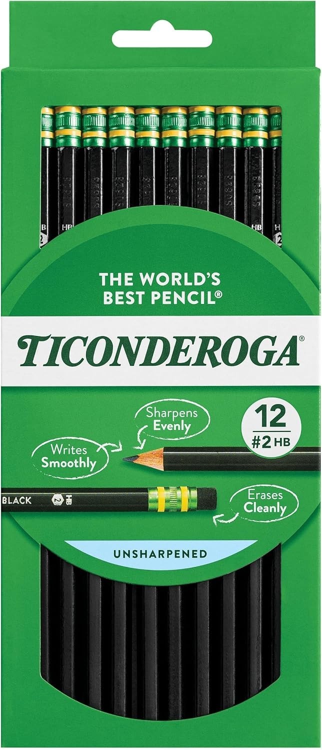 Ticonderoga Black No 2 Pencils Pack of 12 Premium Smooth Graphite Eraser Ticonderoga Black No 2 Pencils Pack of 12 Premium Smooth Graphite Eraser