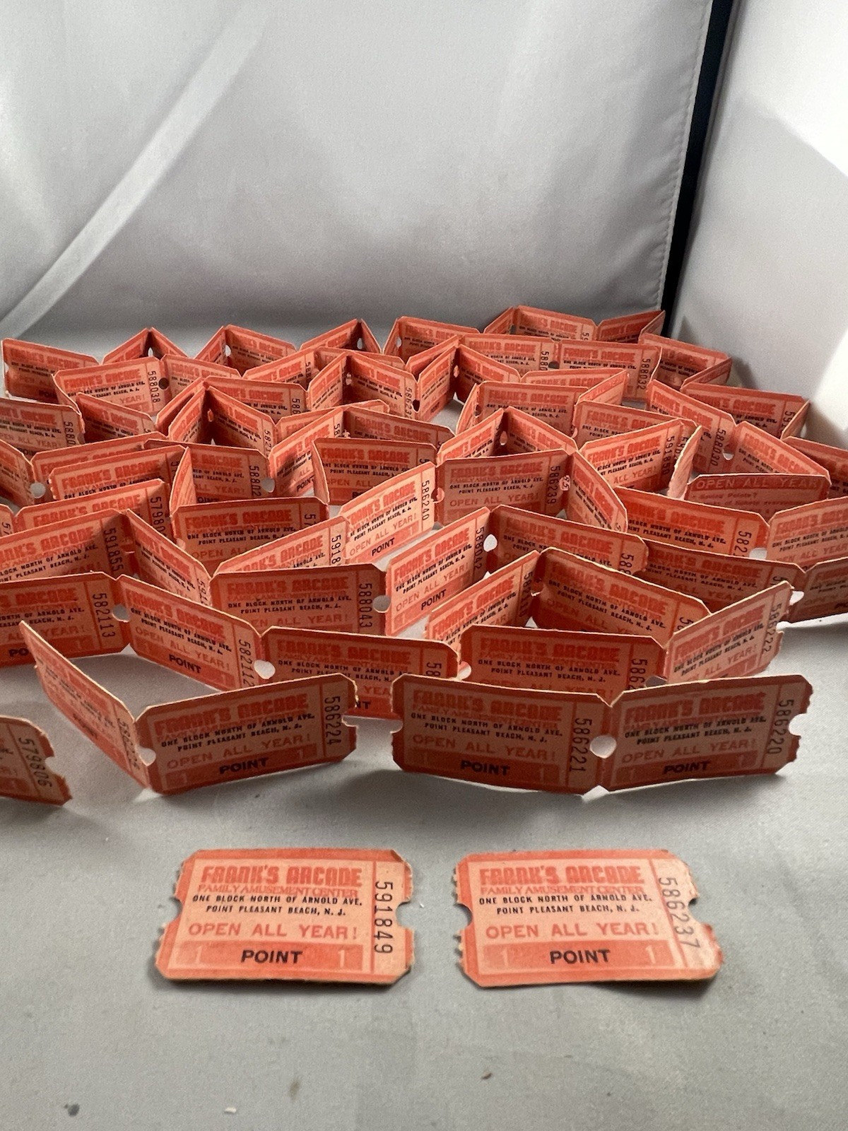 Set of 90+ Vintage NJ Point Pleasant Boardwalk Frank’s Arcade Prize Tickets