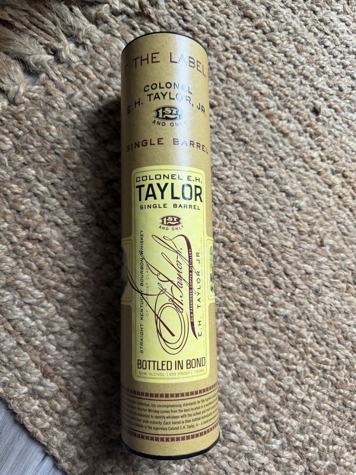 Colonel EH Taylor Single Barrel Bourbon EMPTY TUBE ONLY - NO BOTTLE