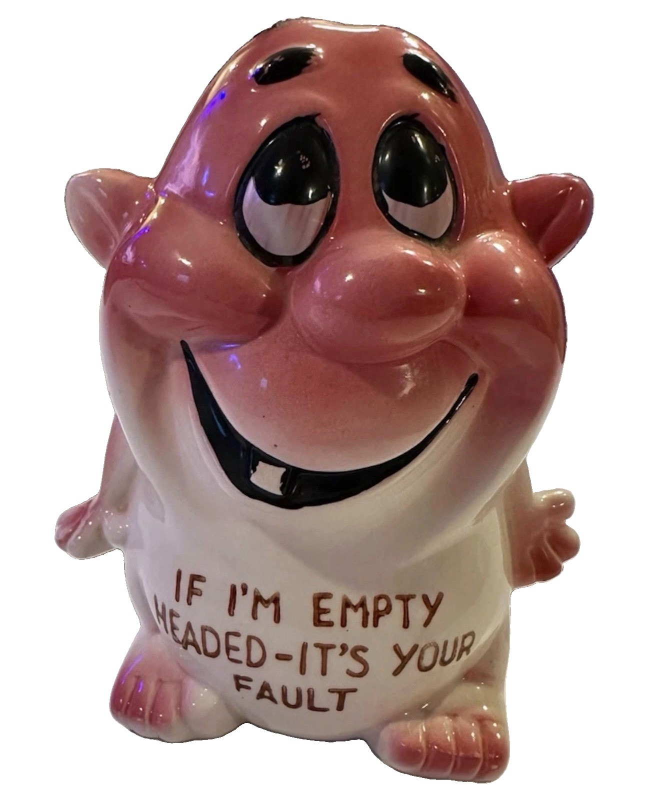 Vintage 60s G&G Japan Ceramic Novelty Bank “If I'm Empty Headed It's Your Fault