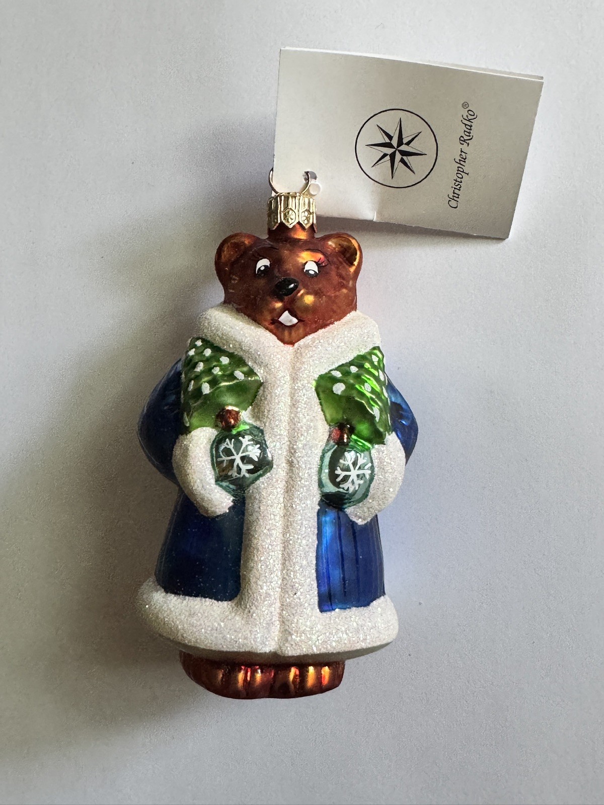 Christopher Radko Beary Chic Bear Ornament 98-379-0 Vintage Poland Tag