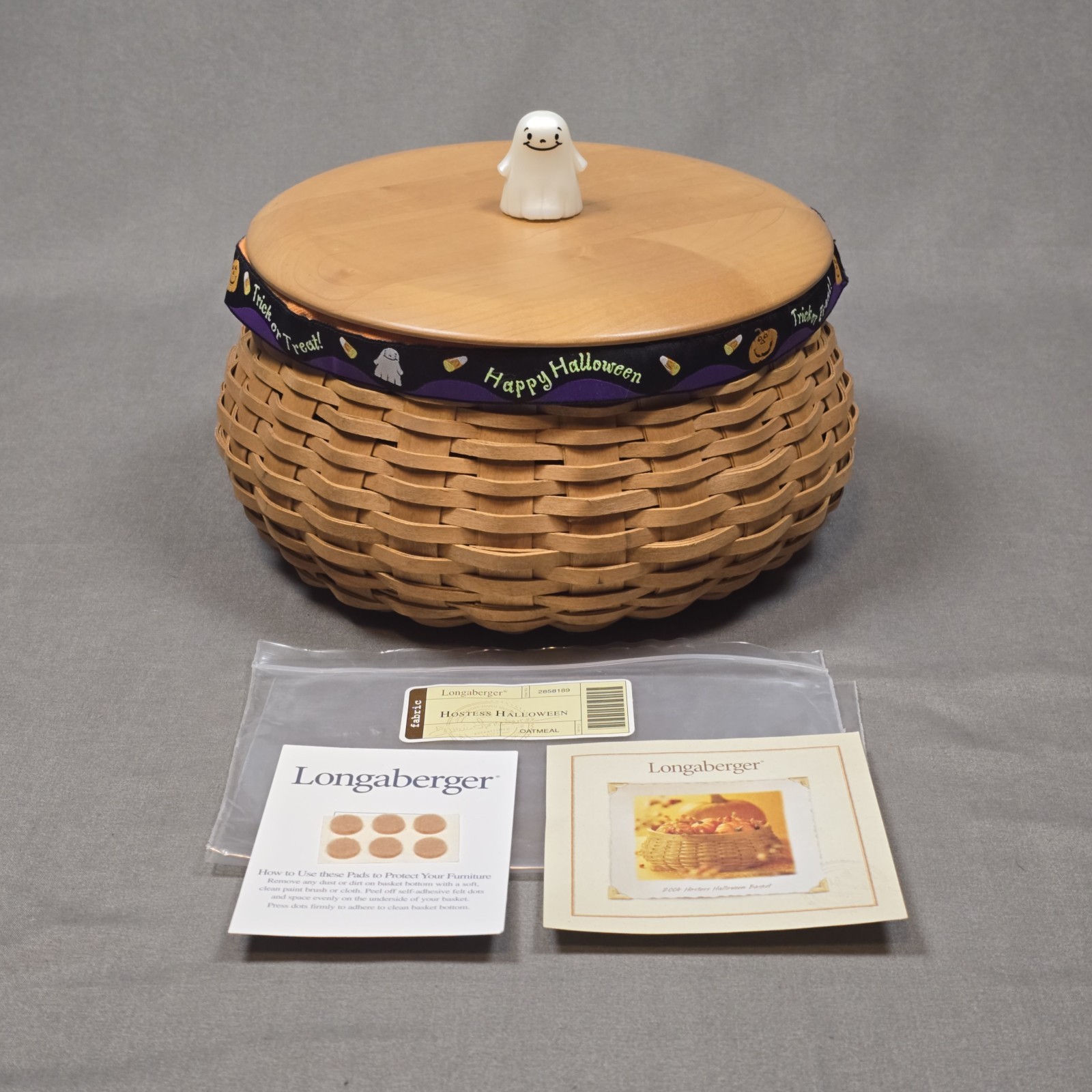 👻LONGABERGER - 2004 Hostess - Happy Halloween Basket w/ Liner & Lid 🎃NEW🎃