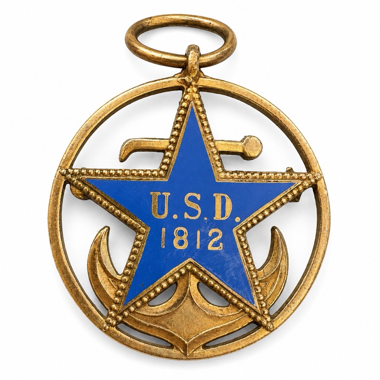 14K Gold Daughters of 1812 Enamel Star Badge J.E. Caldwell USD 1812 DAR RARE USA