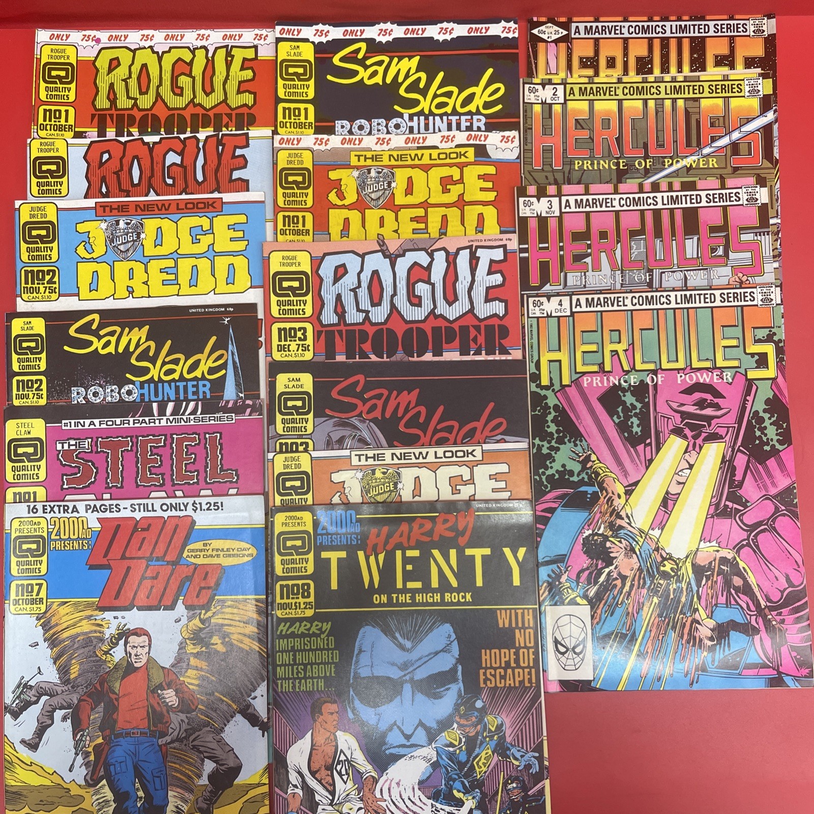 Vintage UK Quality Comics Lot 16 Judge Dredd Rogue Trooper Hercules Marvel.  :35
