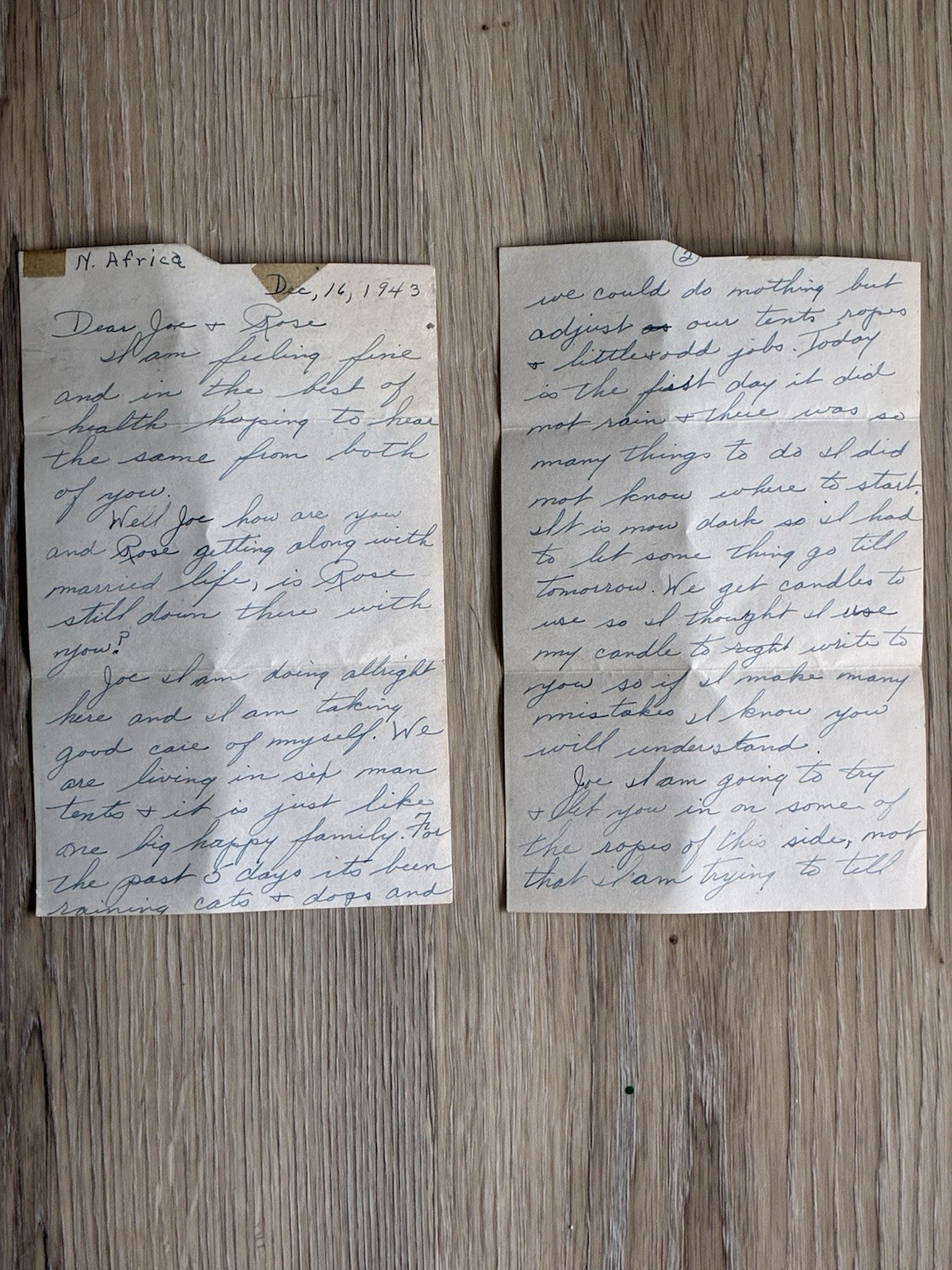 1943 WWII North Africa Soldier Handwritten Letter Home 5-Pages Tent Life Rations