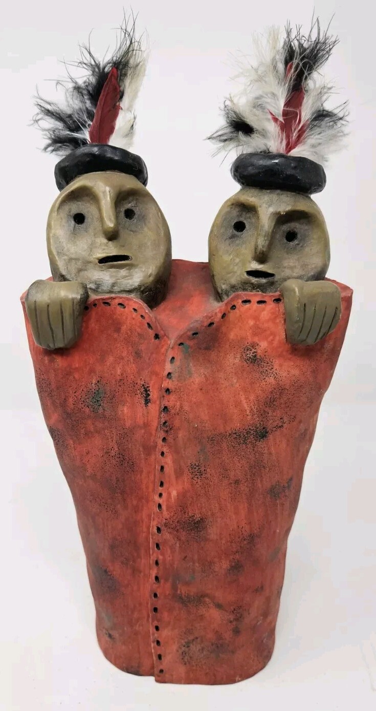 Judy Peele Comanche Tribal Blanket People Pottery Sculpture Limited Edition 12\ Judy Peele Comanche Tribal Blanket People Pottery Sculpture Limited Edition 12\