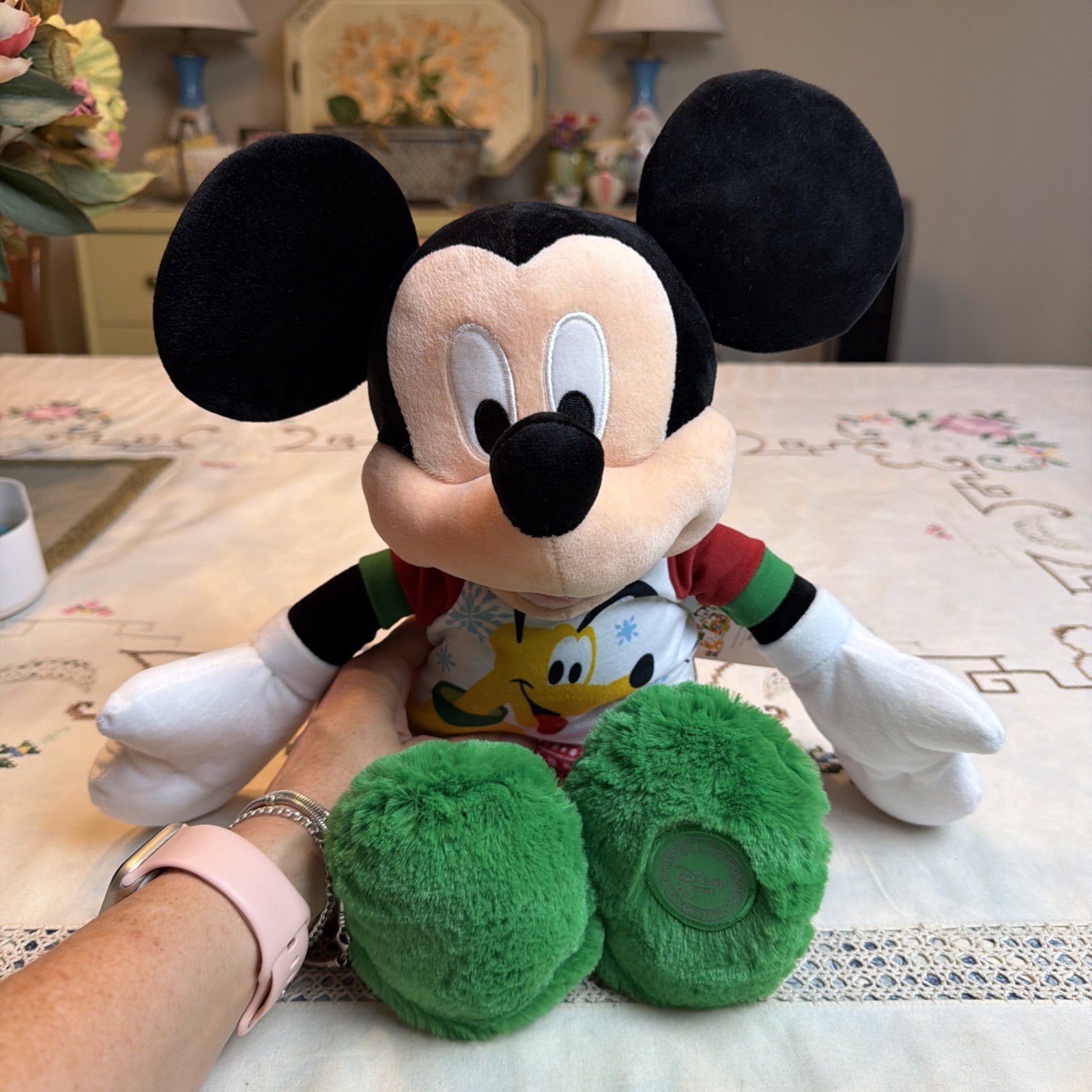 Disney Store Mickey Mouse Christmas Pajamas Pluto Plush Stuffed Animal NWT