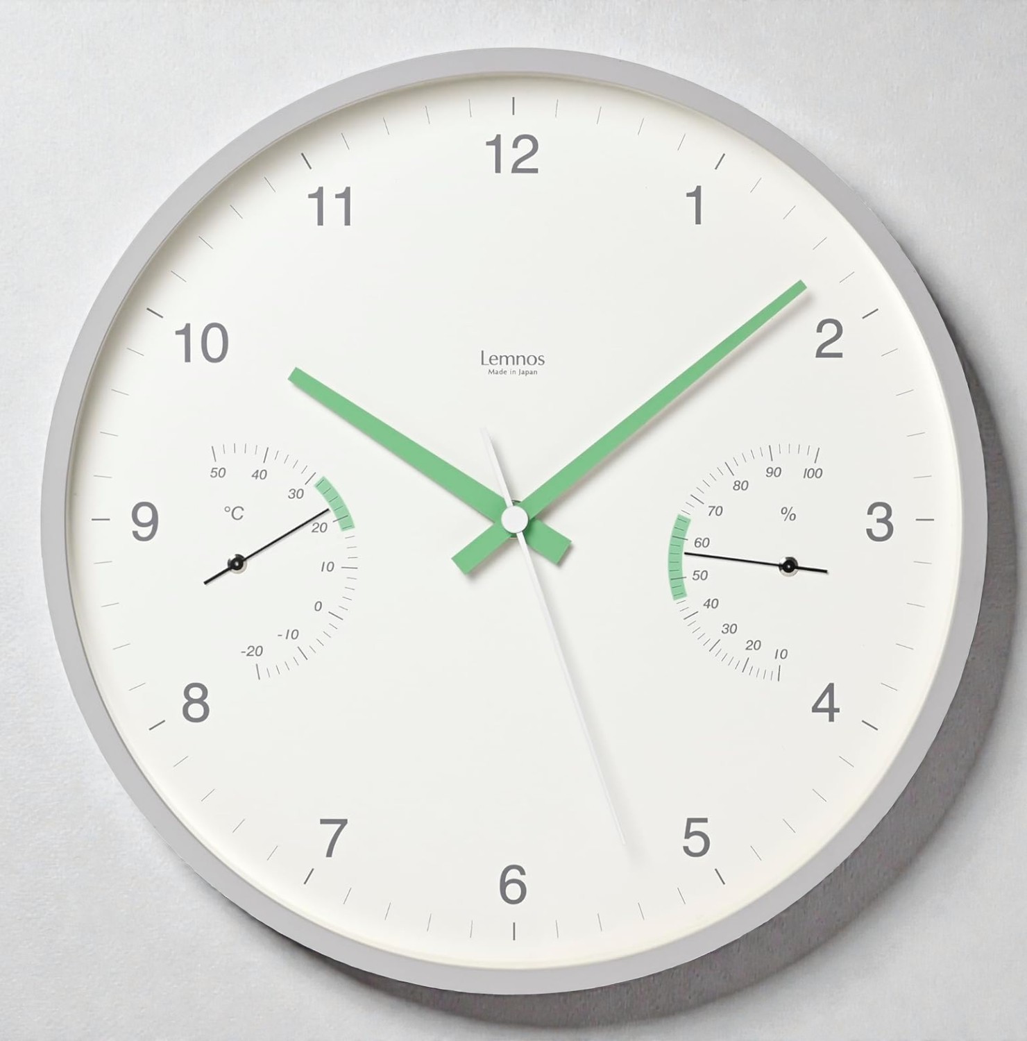 Lemnos BROTE Wall Clock w/ Thermo Hygrometer White 28.6cm Sweep LC24-05 Japan