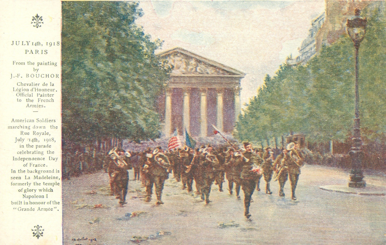 Military July 14th 1918 from painting American Soldiers Antique Postcard N