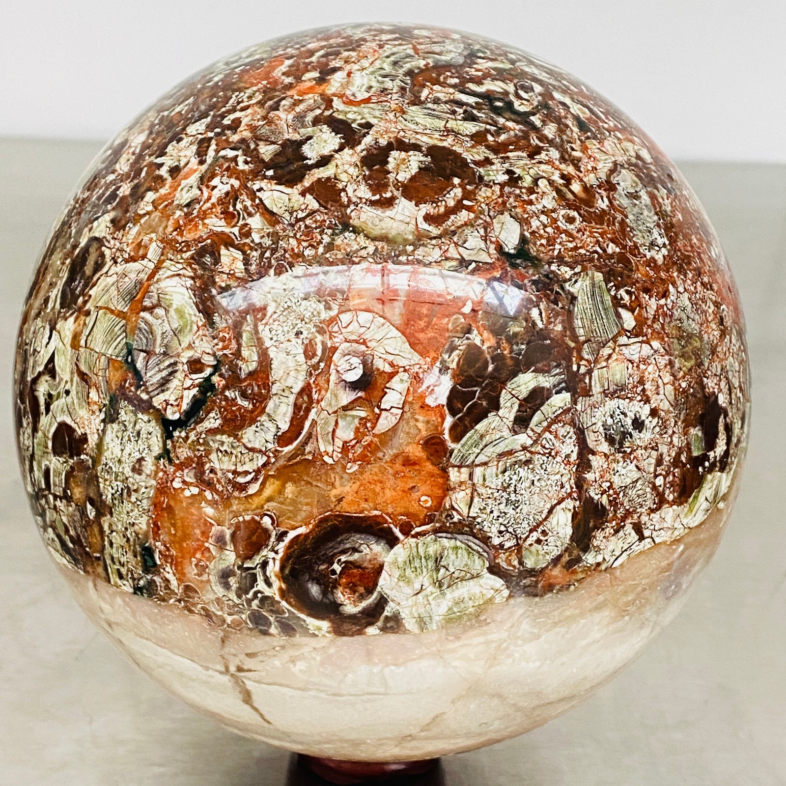 Natural Money agate Crystal Sphere Ball healing 3340G