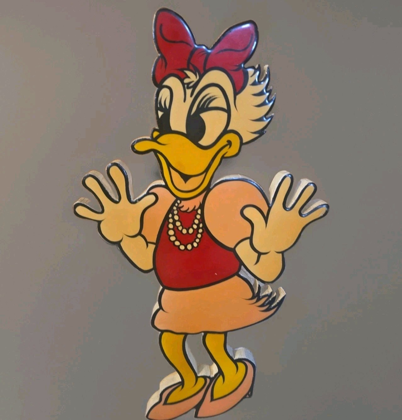 Vintage Donna Duck 1937 Don Donald 20x12.5 Wood Cutout Hand Painted Folk Art