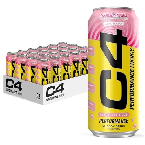 Performance Energy Drink Strawberry Blast Zero Sugar 200mg Caffeine 16oz 24 Pack