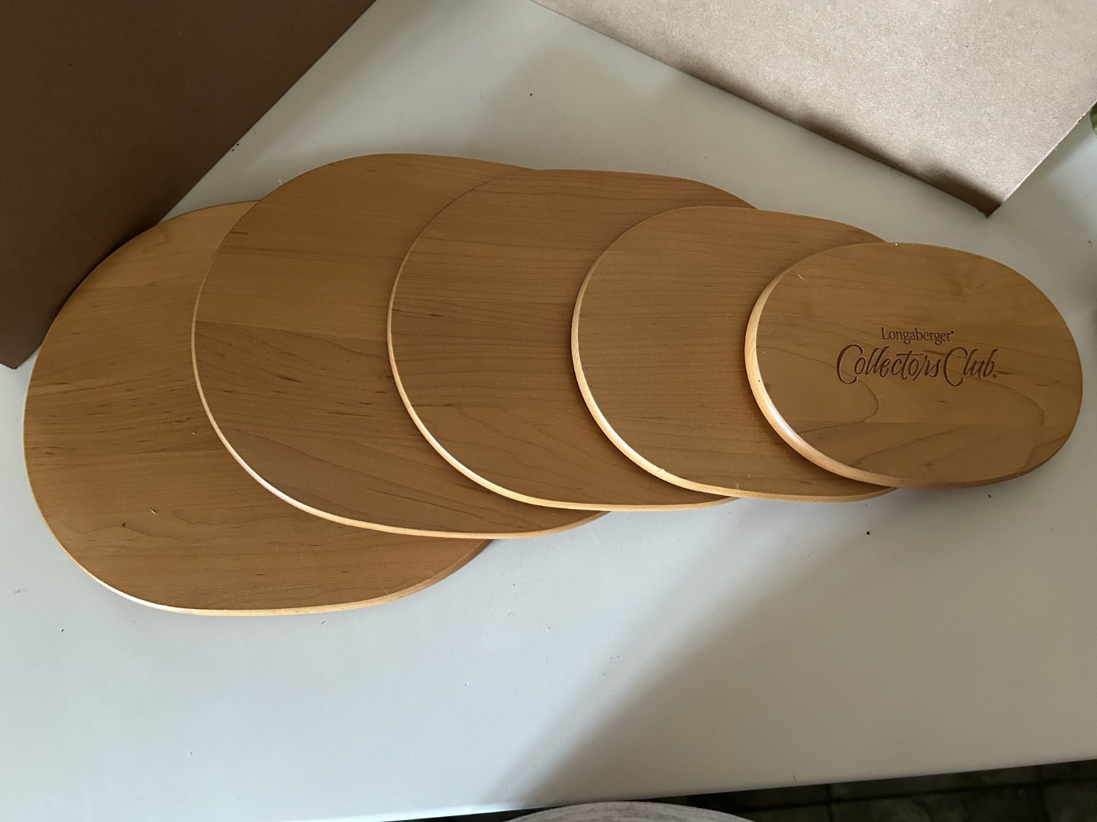 Lot of 5 Flat Oval Longaberger Basket Lids EUC Fit Stacking Baskets