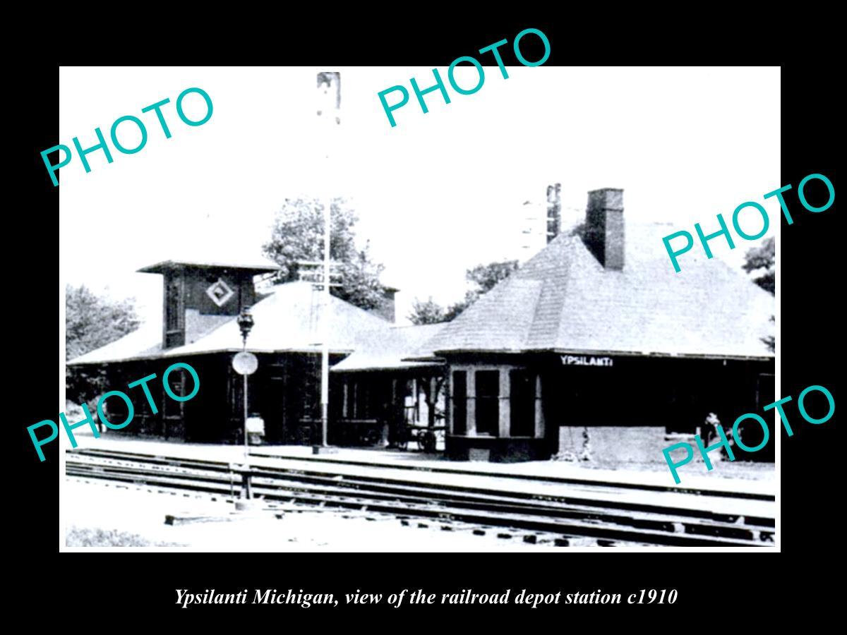 OLD LARGE HISTORIC PHOTO OF YPSILANTI MICHIGAN THE RAILROAD DEPOT STATION c1910