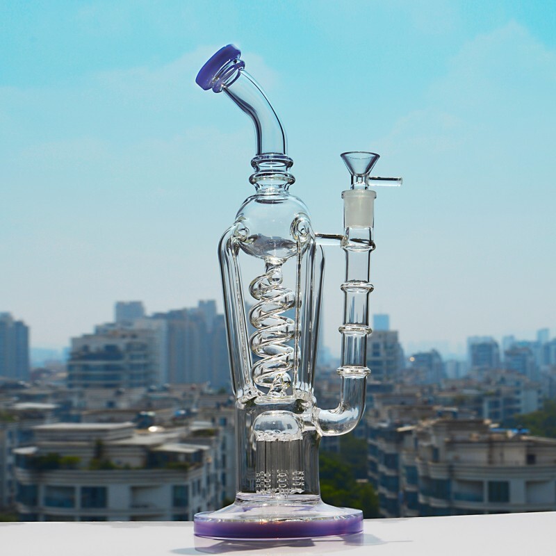 purple Recycler rig Coil tree Showerhead Base bong 13