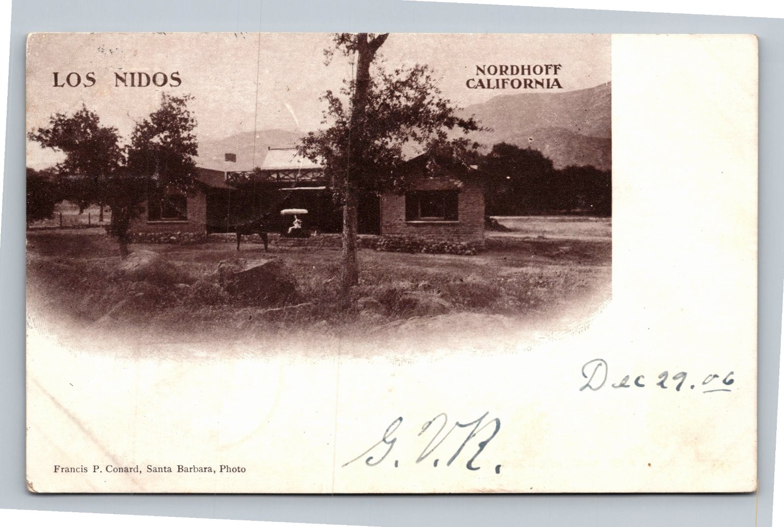 Los Nidos Nordhoff California Rppc Postcard 1906 Francis P Conard Photo
