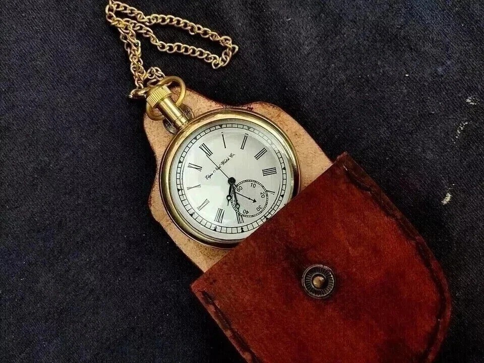 Vintage Look Brass Pocket Watch Antique Style Elgin Look Collectible