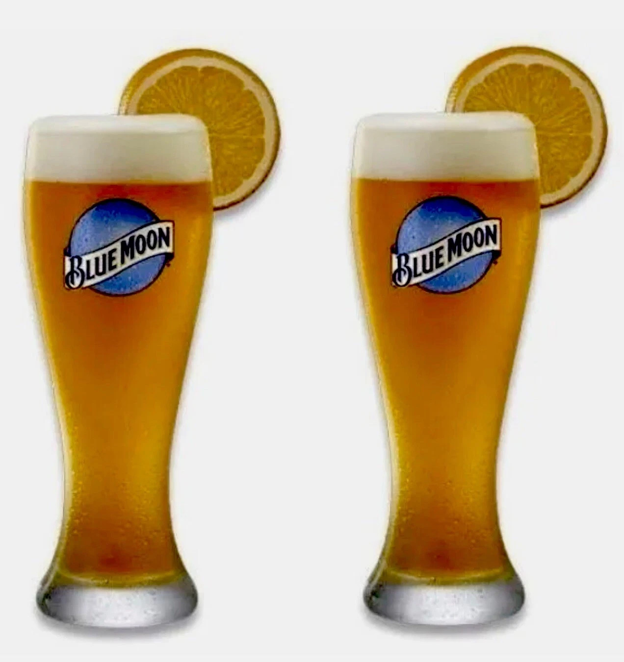 Blue Moon 16 oz Beer Glass - Set of (2) Glasses - New Blue Moon 16 oz Beer Glass - Set of (2) Glasses - New