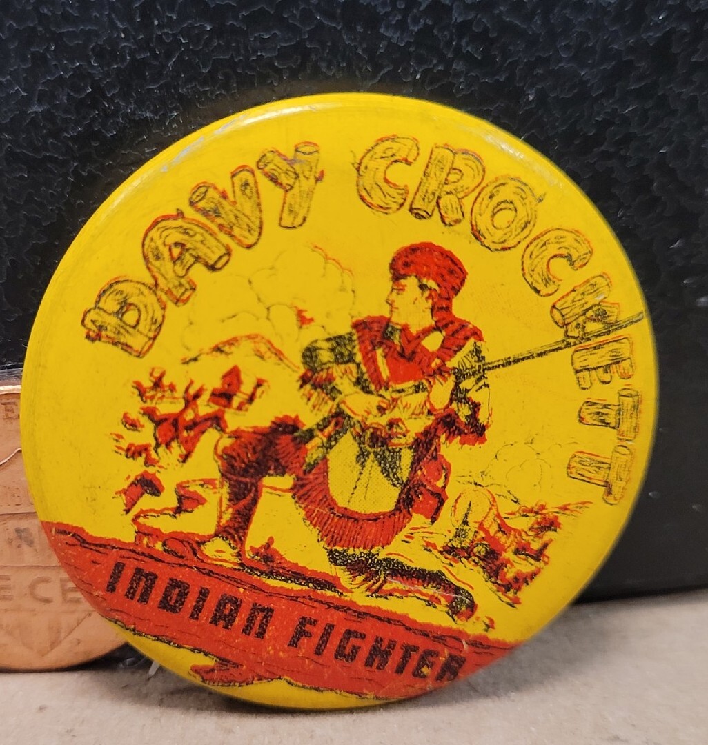 Vintage DAVY CROCKETT INDIAN FIGHTER PIN BUTTON Vintage DAVY CROCKETT INDIAN FIGHTER PIN BUTTON