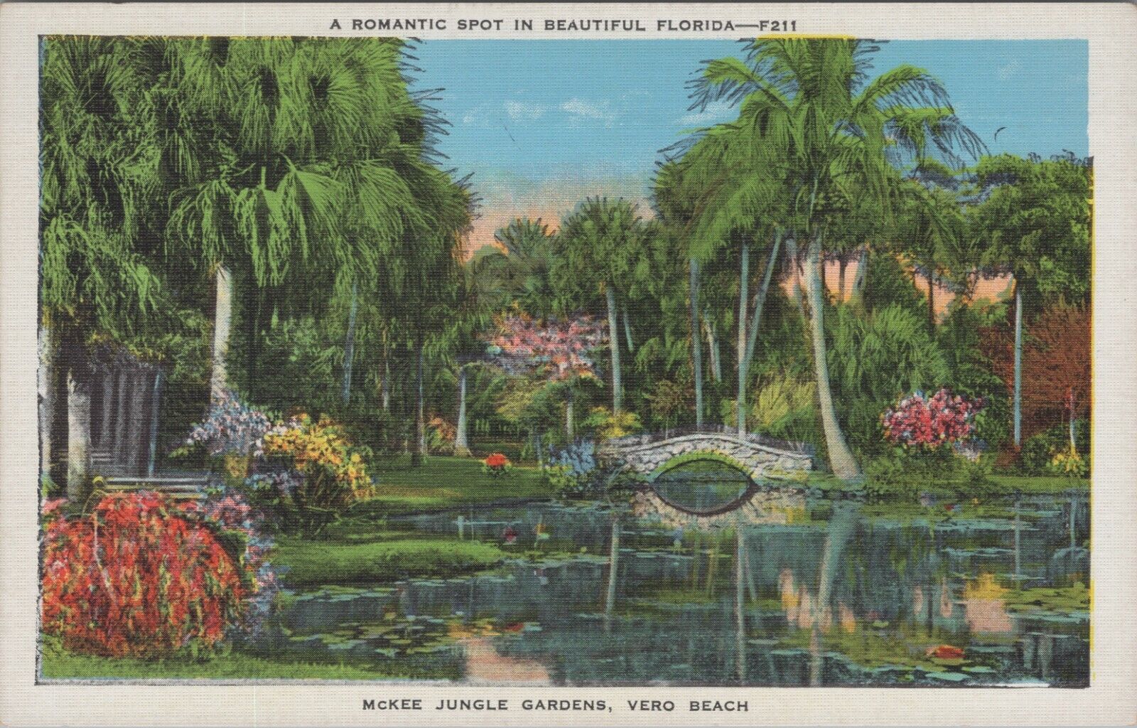 Romantic Spot In Florida McKee Jungle Gardens Vero Beach Postcard
