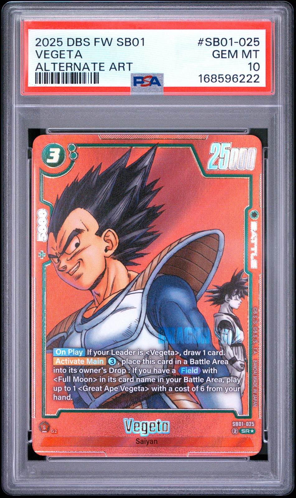 2025 DRAGON BALL SUPER CARD GAME FUSION WORLD MANGA BOOSTER 01 VEGETA PSA 10