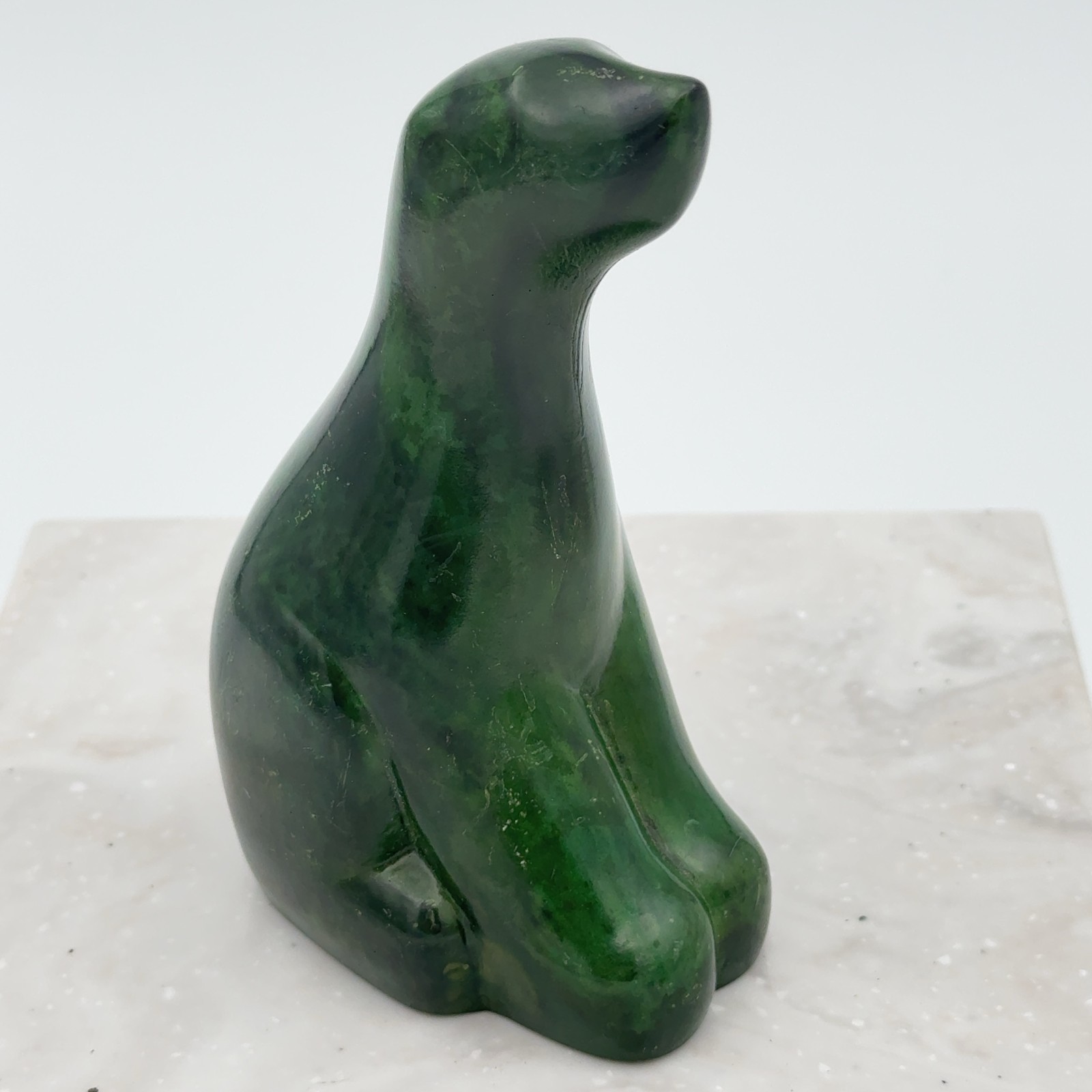 Carved Green Soapstone Polar Bear by Tamarack Stonecraft in Canada