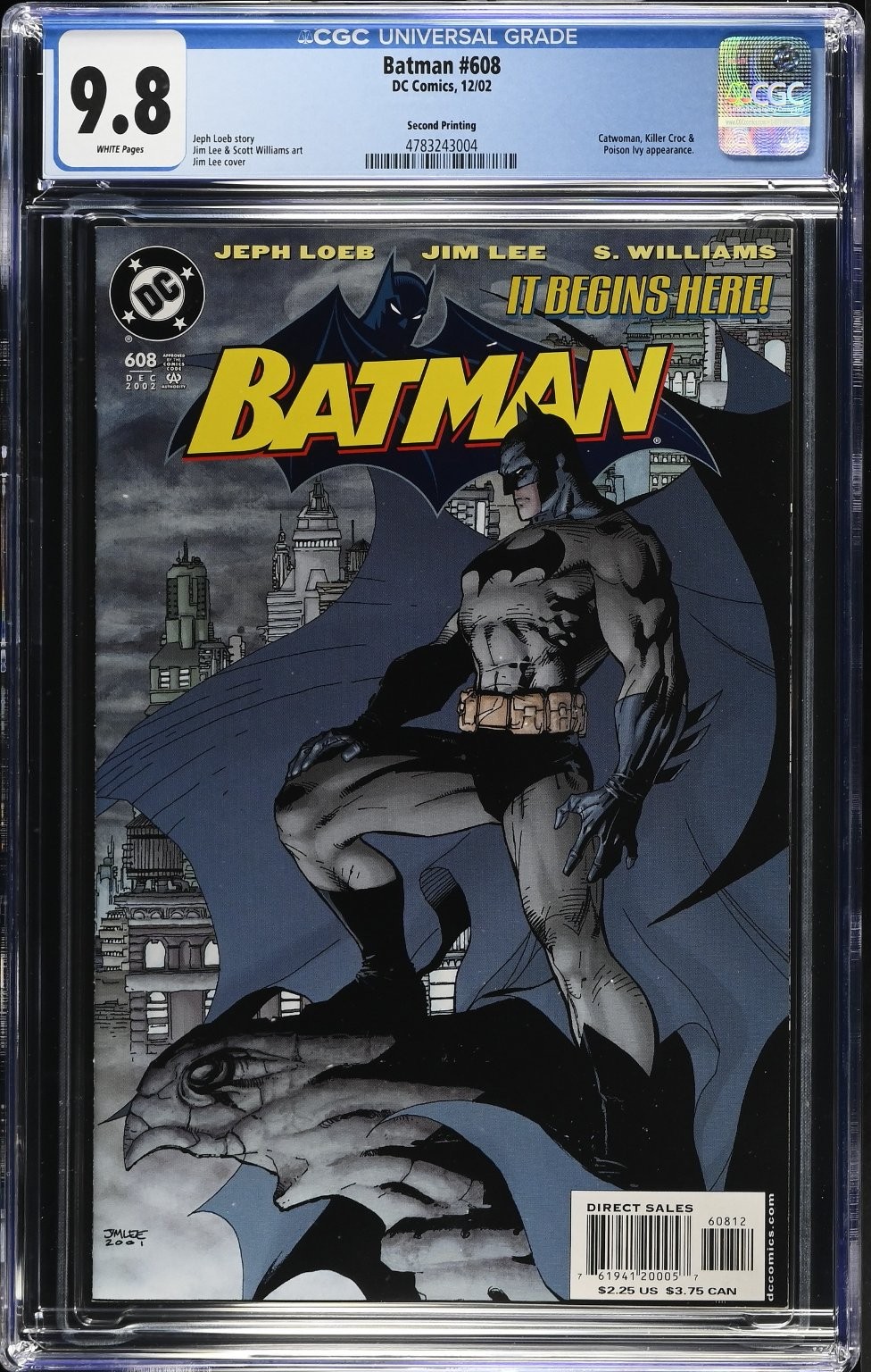 Batman #608 CGC 9.8 2nd Print White Pages Jim Lee Cover DC Comics