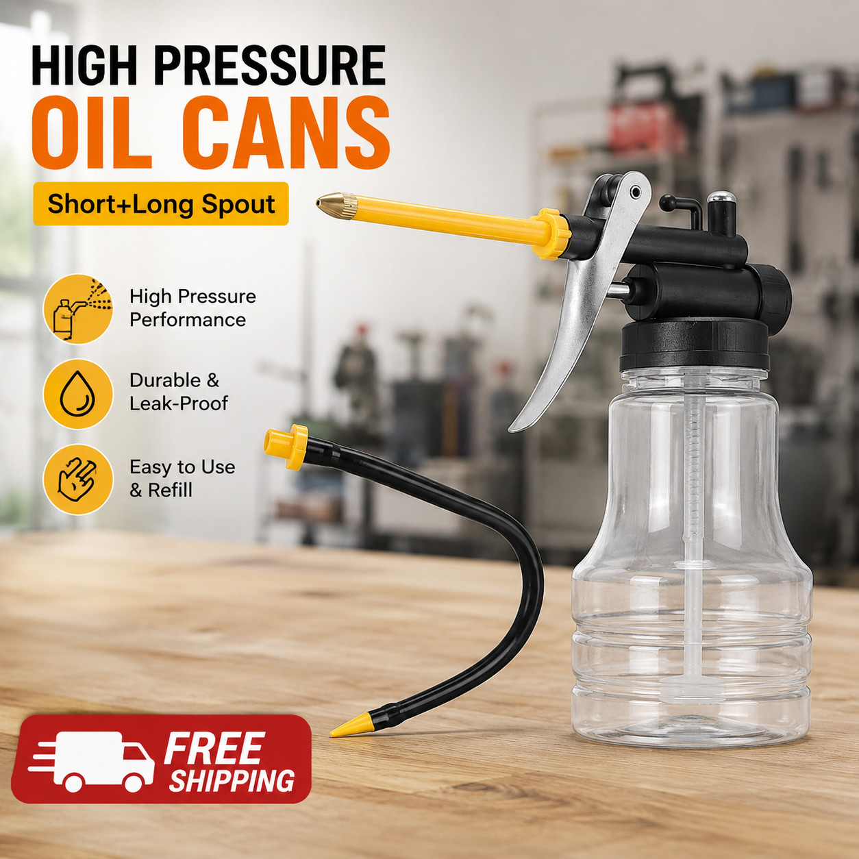 250ml High Pressure Oil Can Pump Lubrication Oiler Bottle Extended Hose Tool