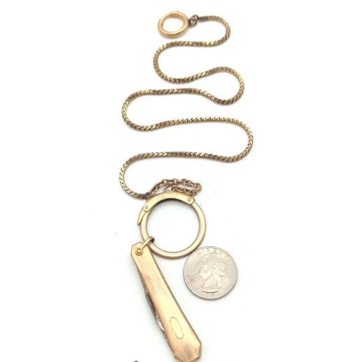 Vintage Hadley Made in USA Gold Filled Pocket Knife Key Chain Fob 29.5g