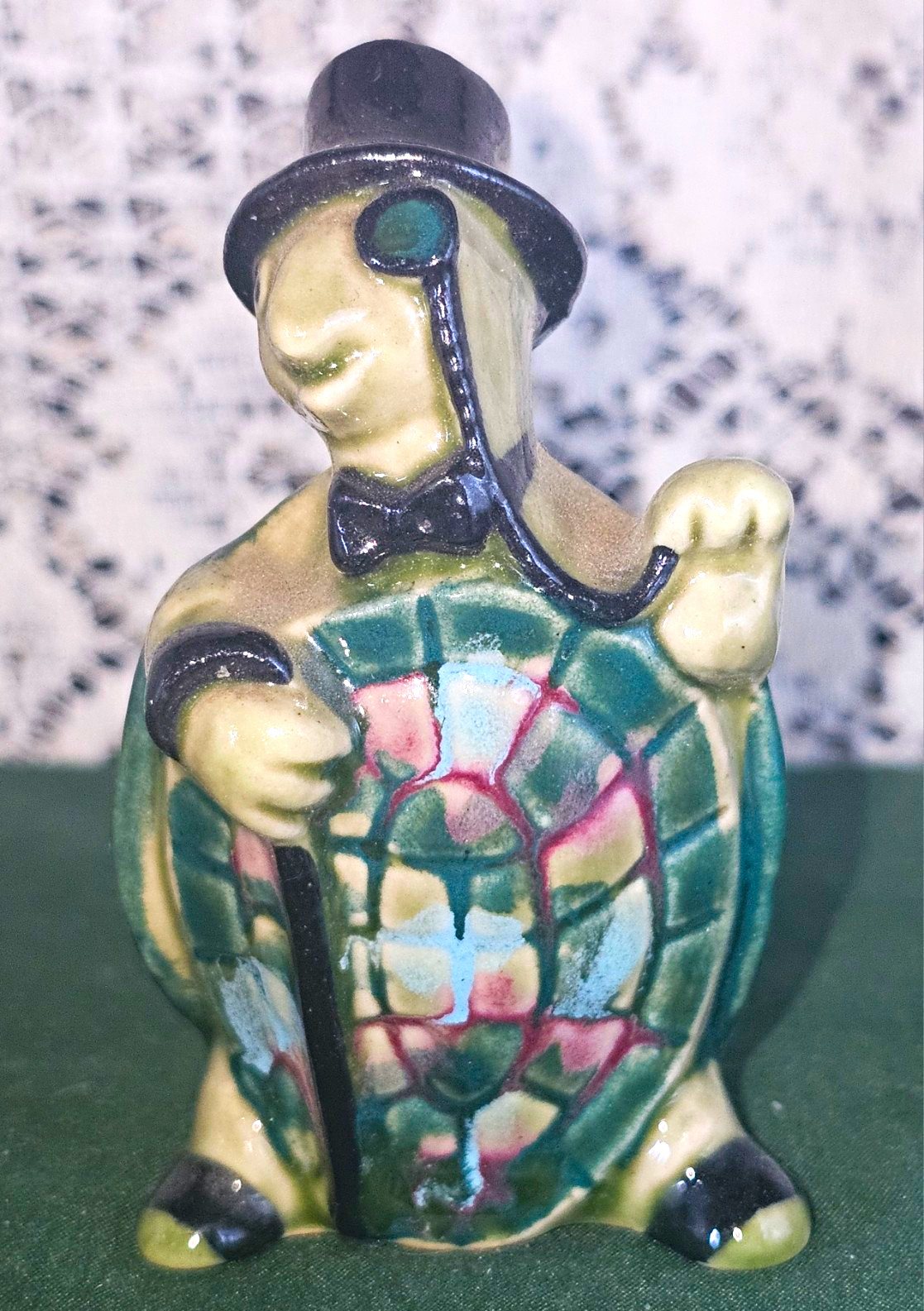 VTG Ceramic Arts Studio Turtle Monocle Top Hat Cane Figurine Betty Harrington