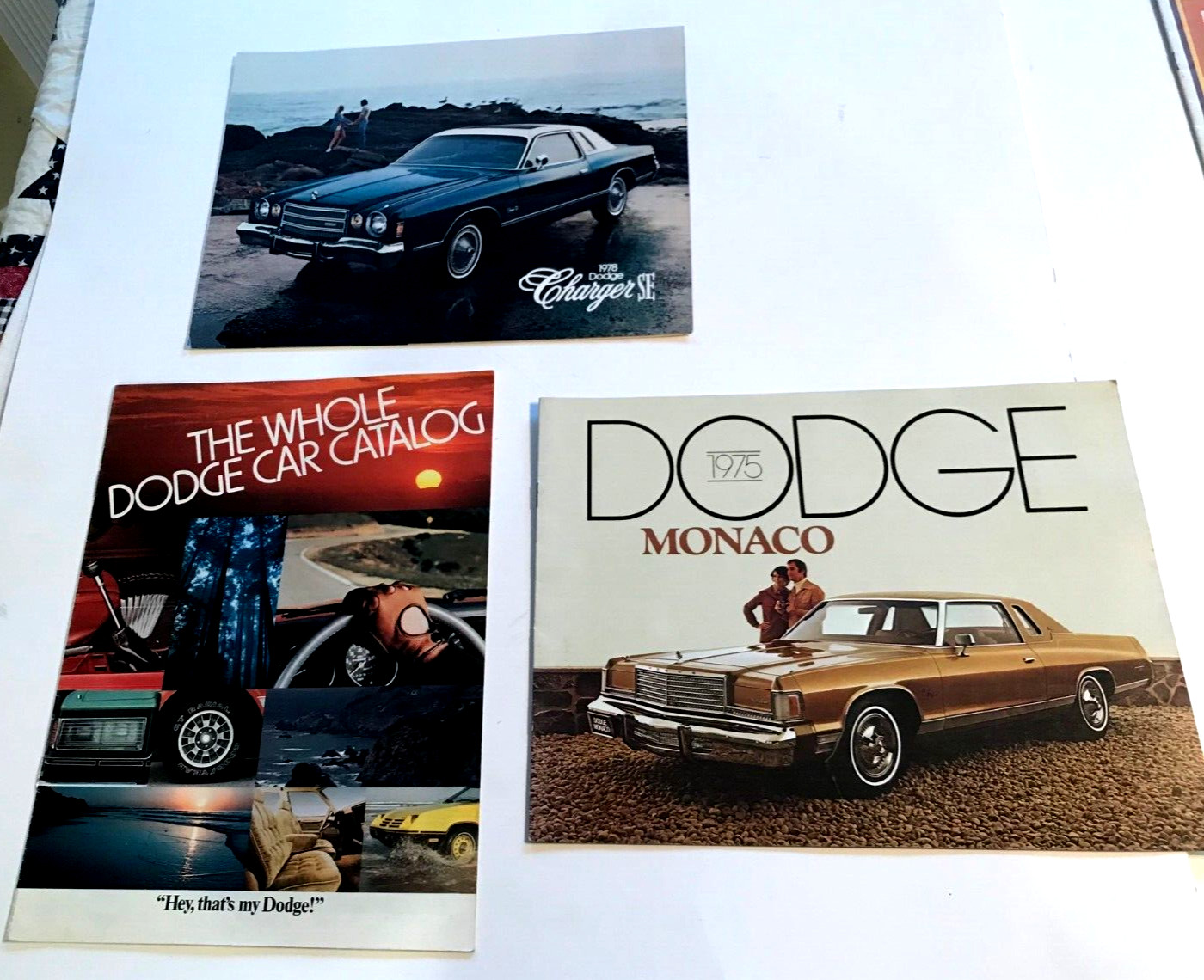 DODGE 1976 CORONET. 1978 LEBARON, 1975 CHARGER CAR / AUTO BROCHURES (3 ITEMS)