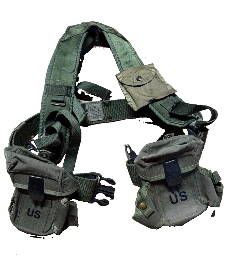 USGI ALICE WEB GEAR SET LC2 w/ LARGE PISTOL BELT AMMO POUCHES Y SUSPENDERS