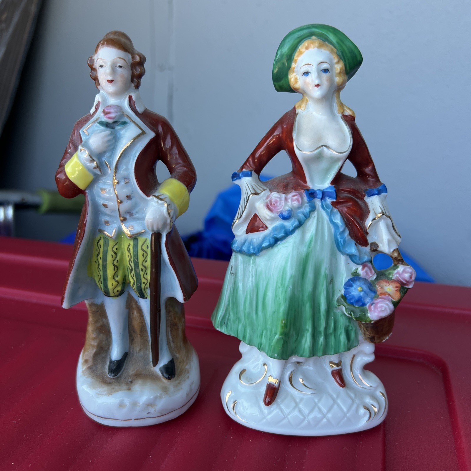 Vintage 1940's Porcelain Colonial figurines from Occupied Japan