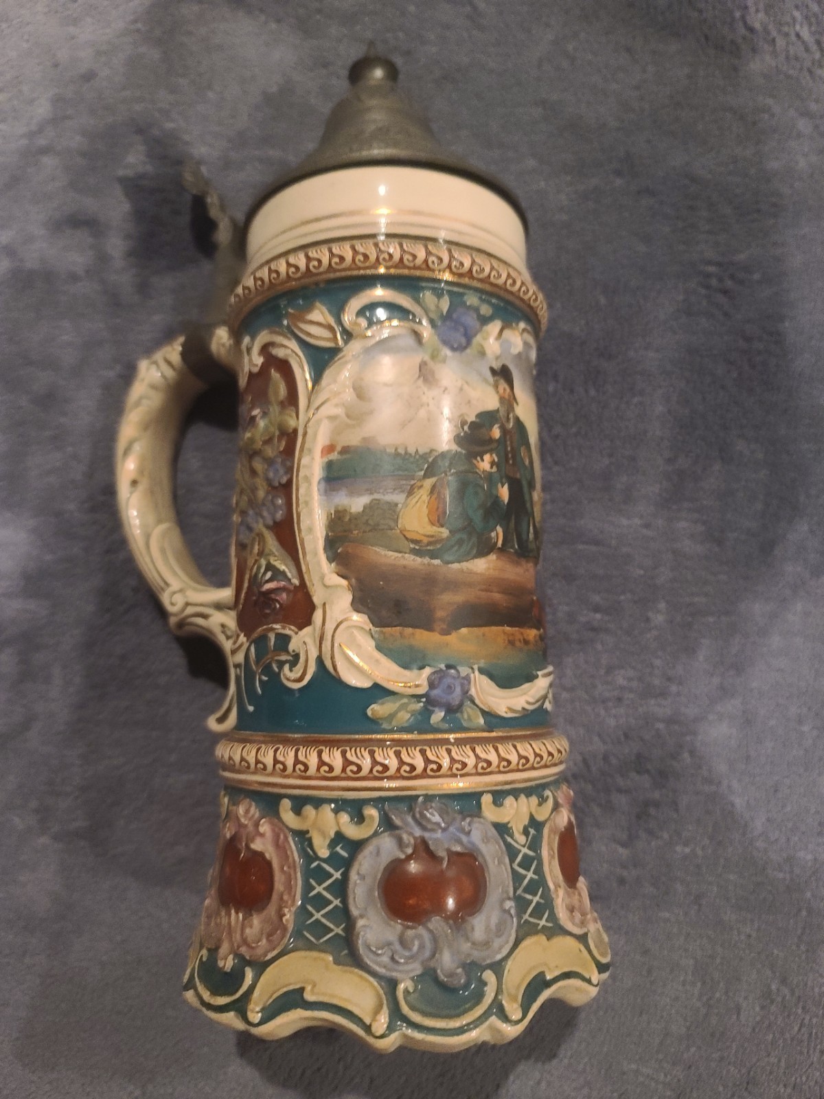 Antique Dümler & Breiden  .5 Liter Beer Stein Germany with working music box