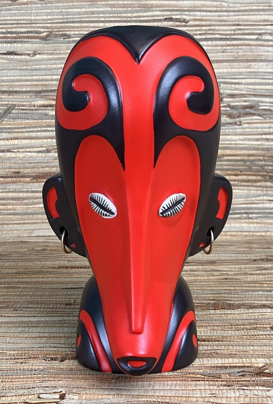 Kofi First Man Modern Tiki Mug Tiki Farm Tank Standing Buffalo Red Glaze New Kofi First Man Modern Tiki Mug Tiki Farm Tank Standing Buffalo Red Glaze New