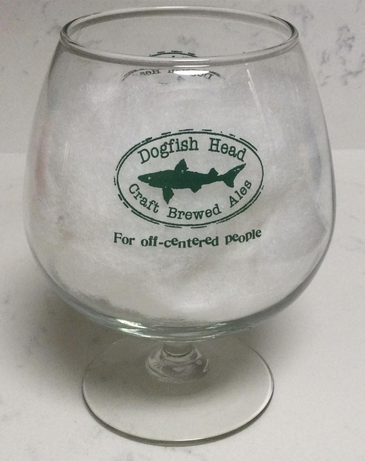 DOGFISH HEAD GIANT STEMMED SNIFTER CHALICE BEER GLASS 20 OZ SHARK LOGO RARE SIZE