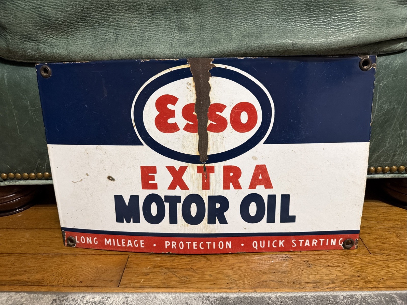 Scarce Porcelain Esso Motor Oil Gas Oil Advertising Sign