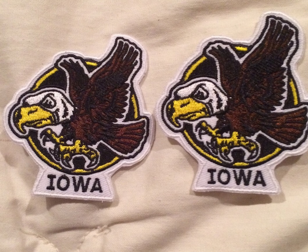 (2) IOWA HAWKEYES,  Vintage/ Retro - Patch-Iron On 3\