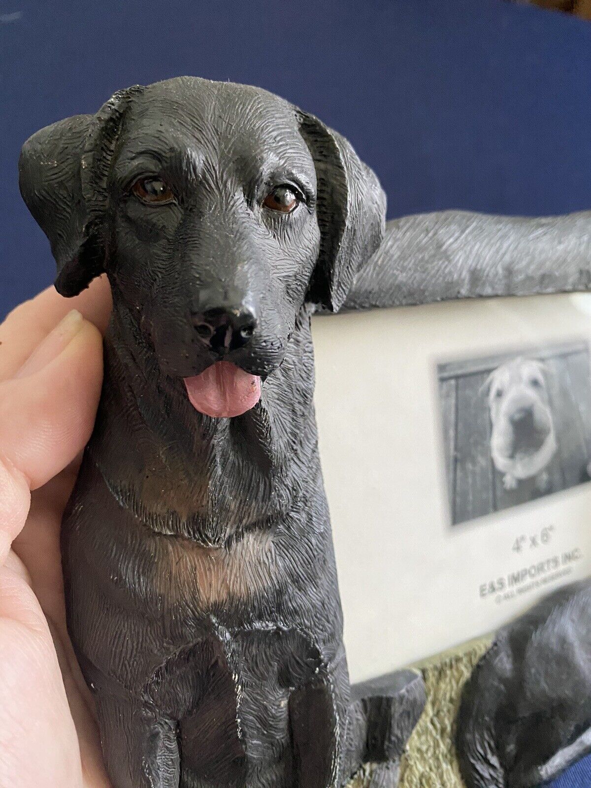 Vintage E&S Imports 4x6 Picture Frame Dog Lab Labrador Retriever Black Realistic