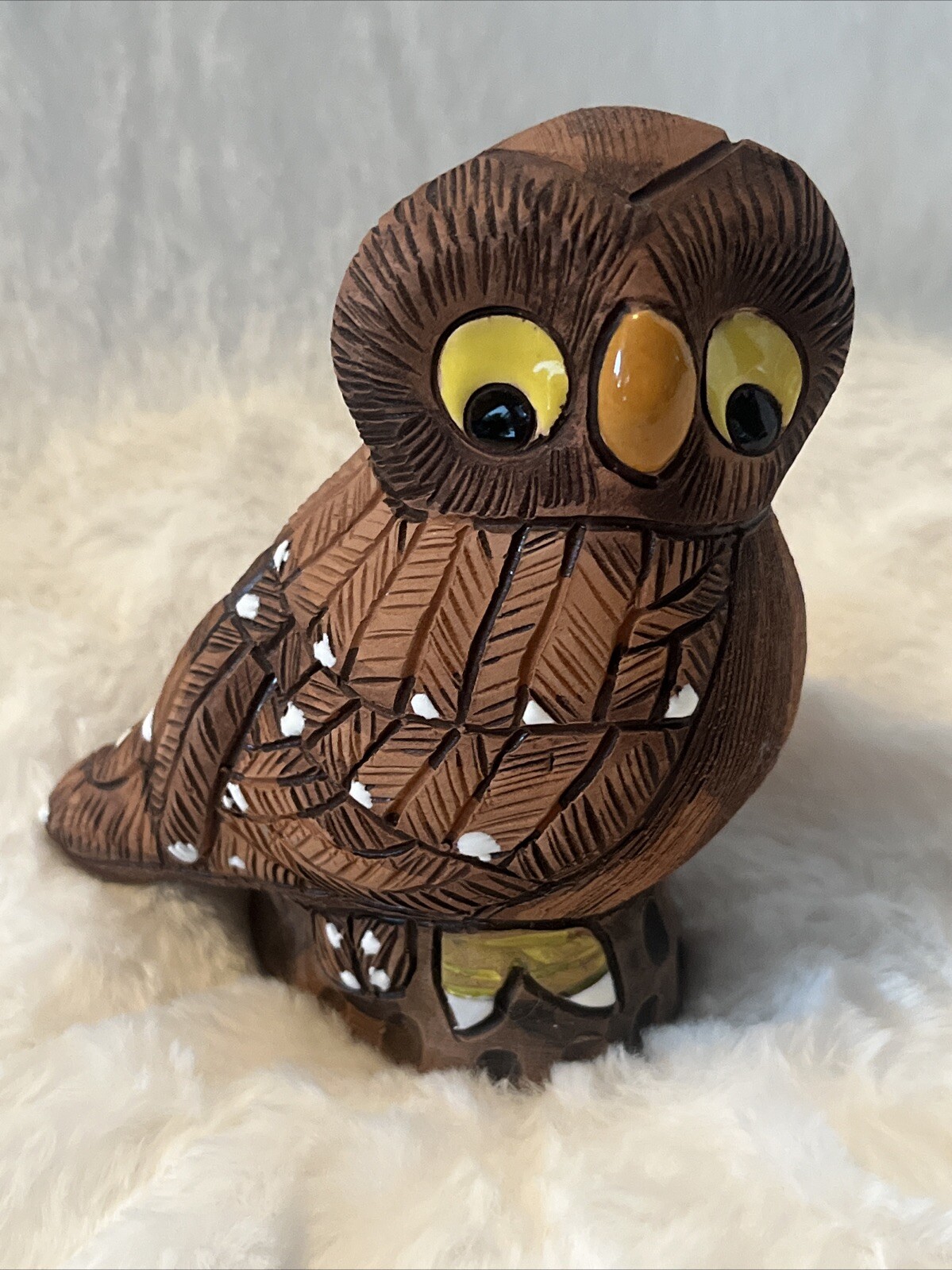Vintage Casals Pottery “Owl” Figurine Peru - Riconada Style Animal Hand-Painted