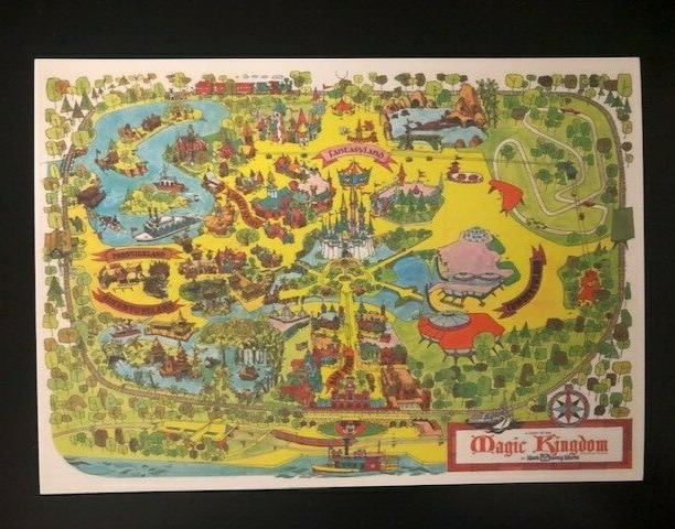 Walt Disney World's Magic Kingdom Park Map Vintage 50th Anniversary Reproduction