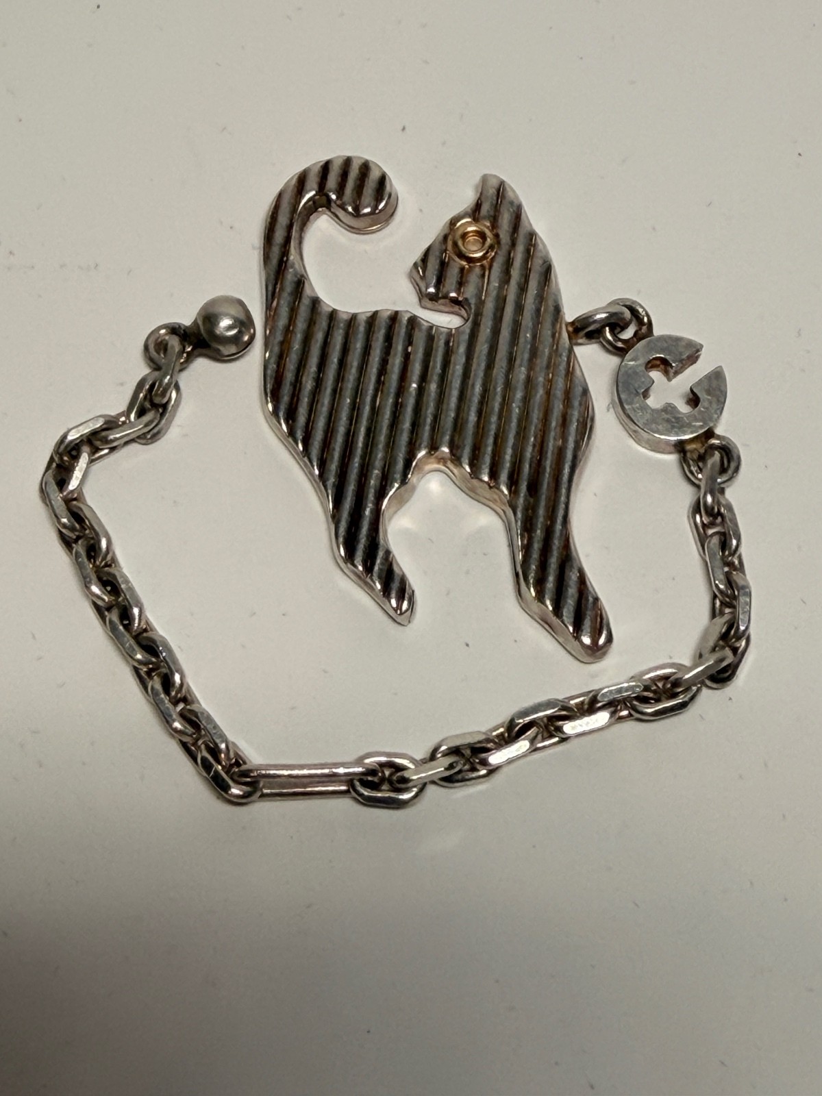 Very Rare Tiffany & Co. Sterling &Gold Cat Keychain Very Rare Tiffany & Co. Sterling &Gold Cat Keychain