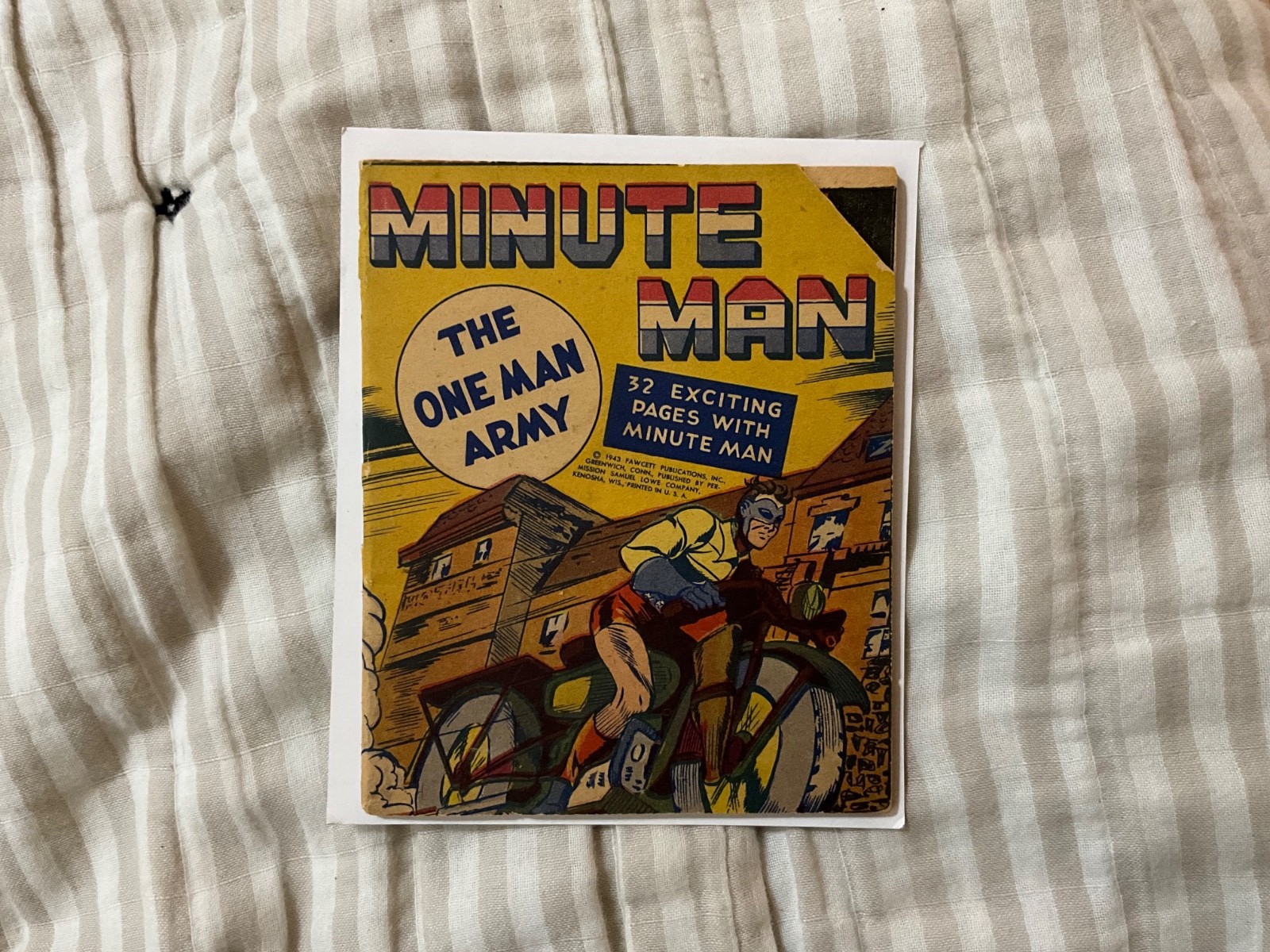 Original Vintage 1943 Minute Man “One Man Army” No. 12 Comic Book Fawcett